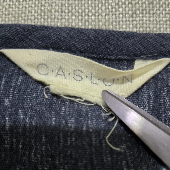 CASLON Blue Boho Blouse White Polka Dots Long Sleeves Size XL - Picture 10 of 12